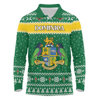 Personalized Dominica Christmas Long Sleeve Polo Shirt Coat of Arms Style - Wonder Print Shop
