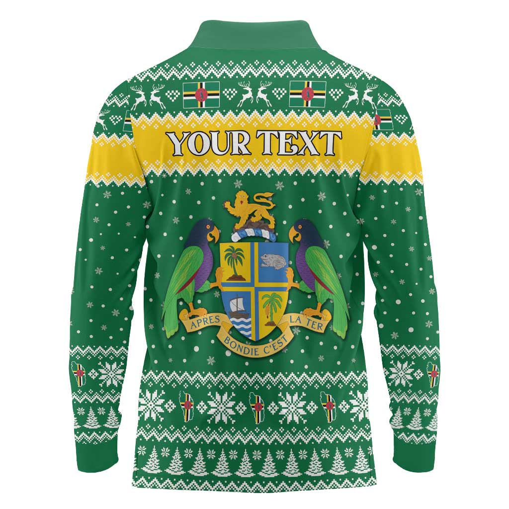 Personalized Dominica Christmas Long Sleeve Polo Shirt Coat of Arms Style - Wonder Print Shop