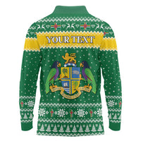 Personalized Dominica Christmas Long Sleeve Polo Shirt Coat of Arms Style - Wonder Print Shop