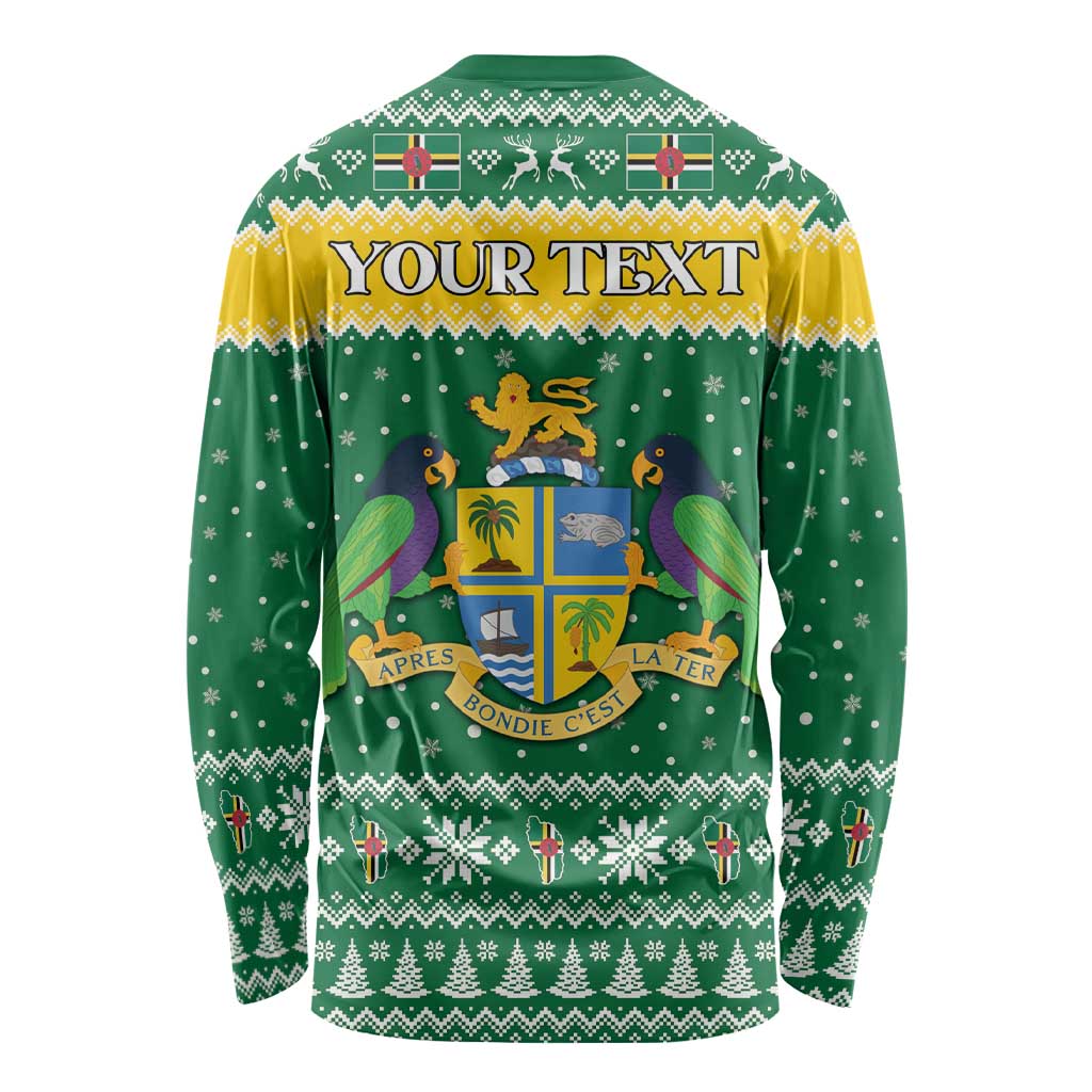 Personalized Dominica Christmas Long Sleeve Shirt Coat of Arms Style - Wonder Print Shop
