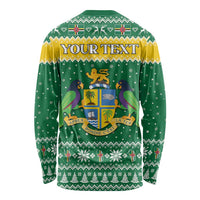 Personalized Dominica Christmas Long Sleeve Shirt Coat of Arms Style - Wonder Print Shop