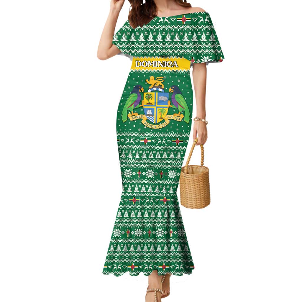 Personalized Dominica Christmas Mermaid Dress Coat of Arms Style - Wonder Print Shop