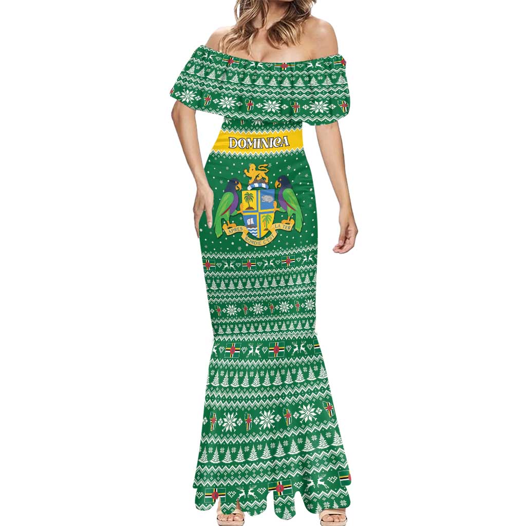 Personalized Dominica Christmas Mermaid Dress Coat of Arms Style - Wonder Print Shop