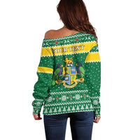 Personalized Dominica Christmas Off Shoulder Sweater Coat of Arms Style - Wonder Print Shop
