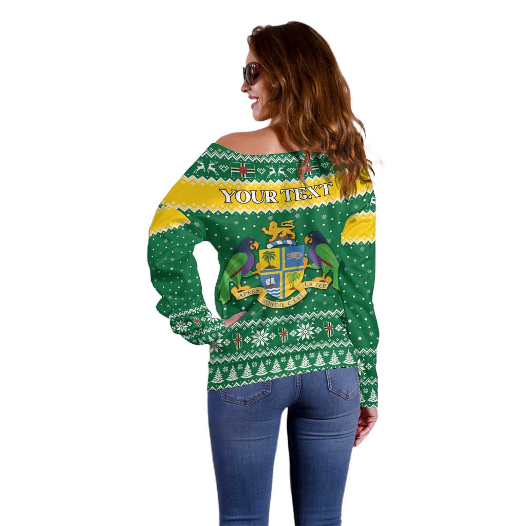 Personalized Dominica Christmas Off Shoulder Sweater Coat of Arms Style - Wonder Print Shop