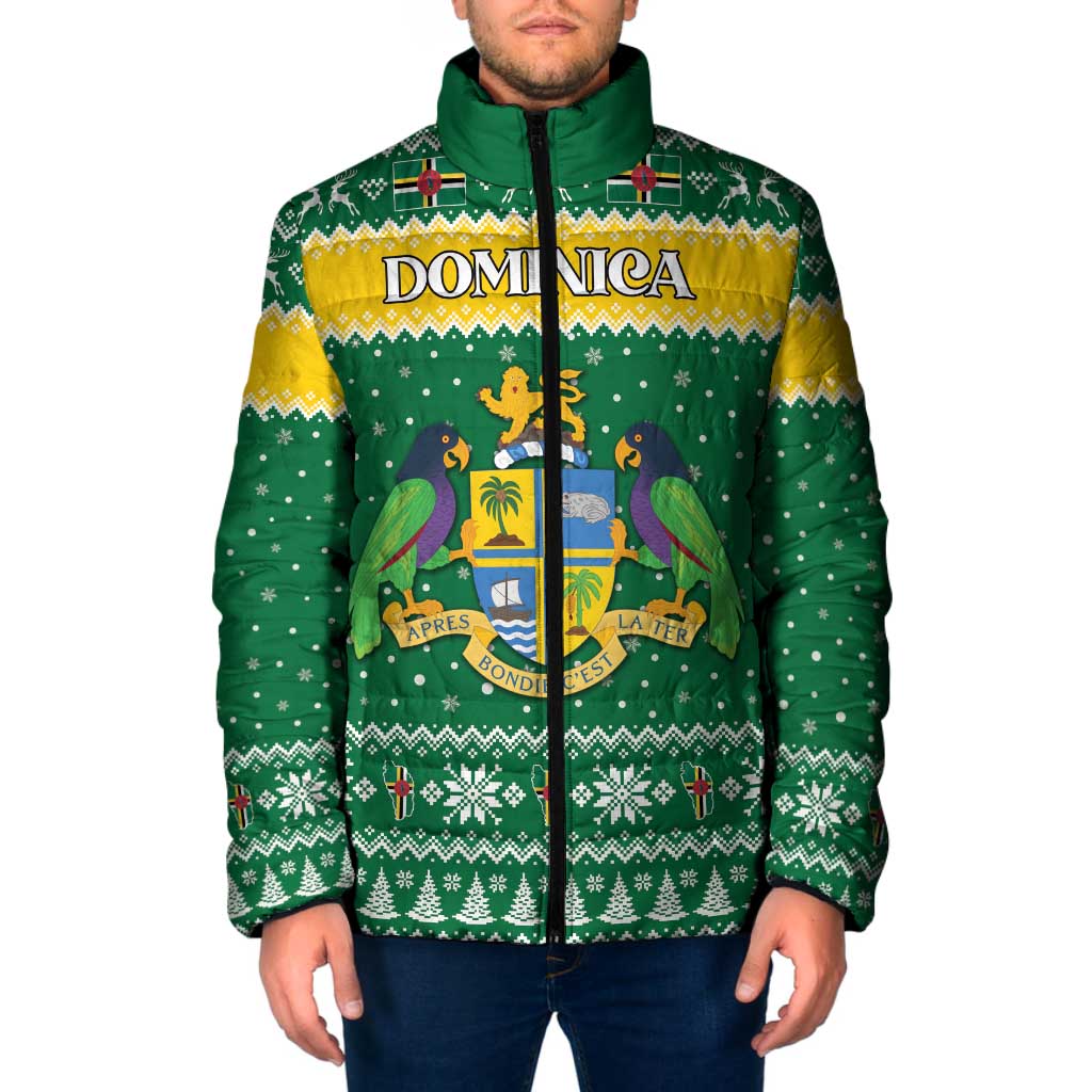Personalized Dominica Christmas Padded Jacket Coat of Arms Style - Wonder Print Shop