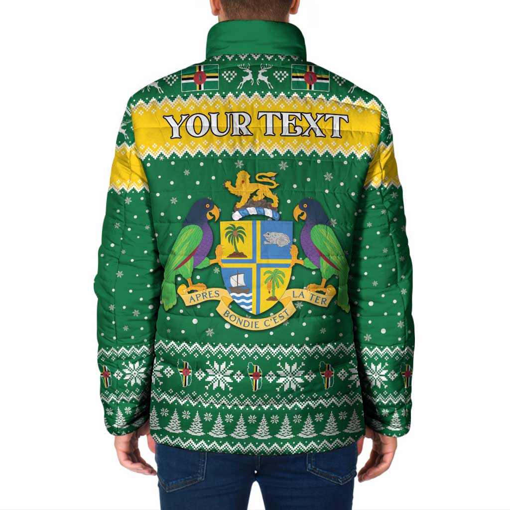 Personalized Dominica Christmas Padded Jacket Coat of Arms Style - Wonder Print Shop