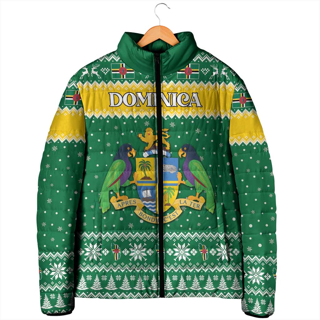 Personalized Dominica Christmas Padded Jacket Coat of Arms Style - Wonder Print Shop