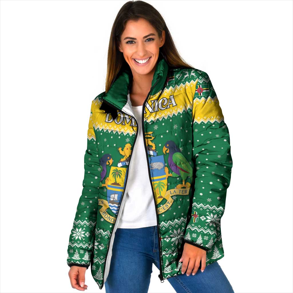 Personalized Dominica Christmas Padded Jacket Coat of Arms Style - Wonder Print Shop