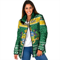 Personalized Dominica Christmas Padded Jacket Coat of Arms Style - Wonder Print Shop