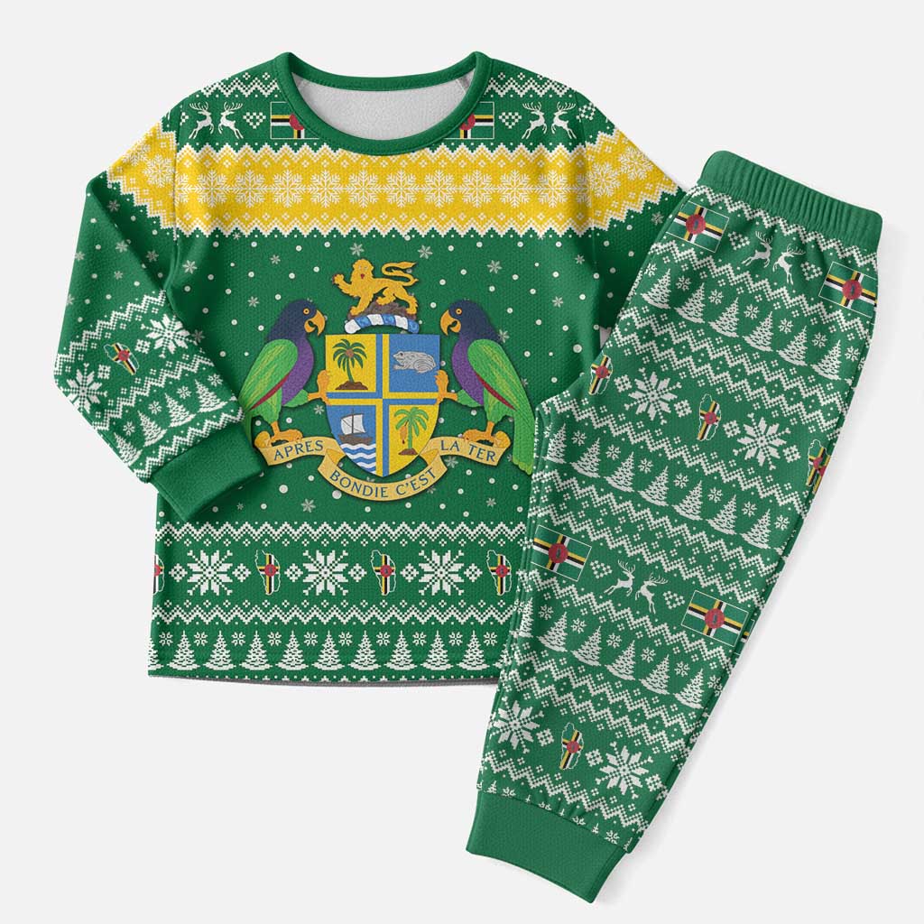 Personalized Dominica Christmas Pajama Set Coat of Arms Style - Wonder Print Shop