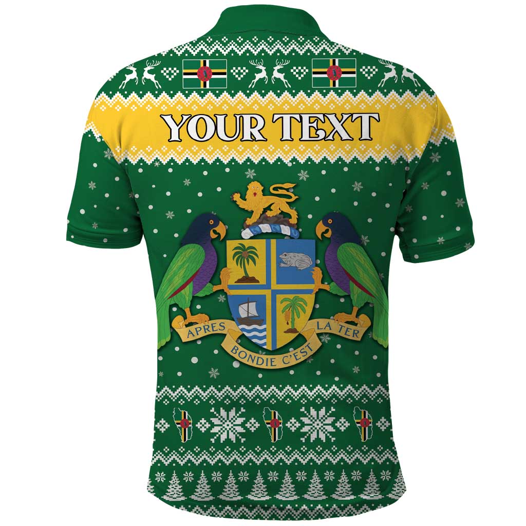 Personalized Dominica Christmas Polo Shirt Coat of Arms Style - Wonder Print Shop