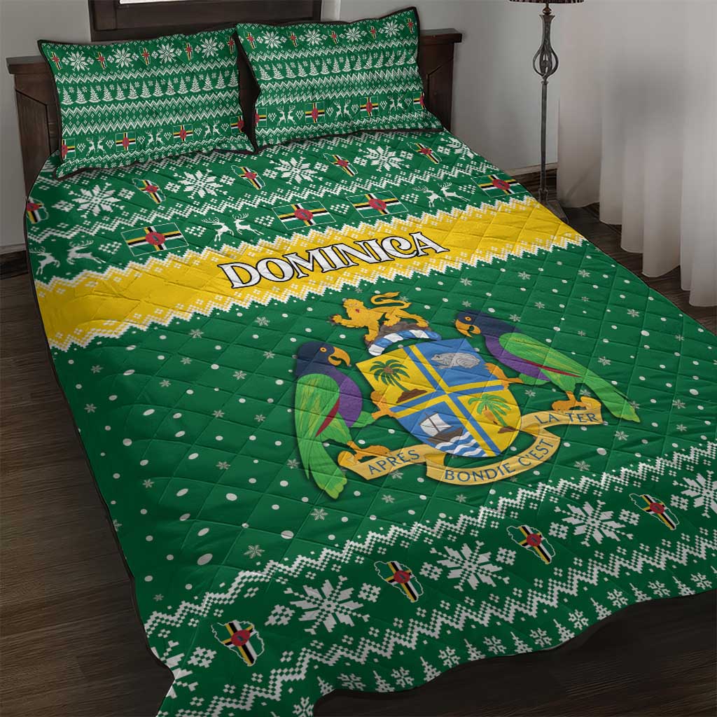 Dominica Christmas Quilt Bed Set Coat of Arms Style - Wonder Print Shop