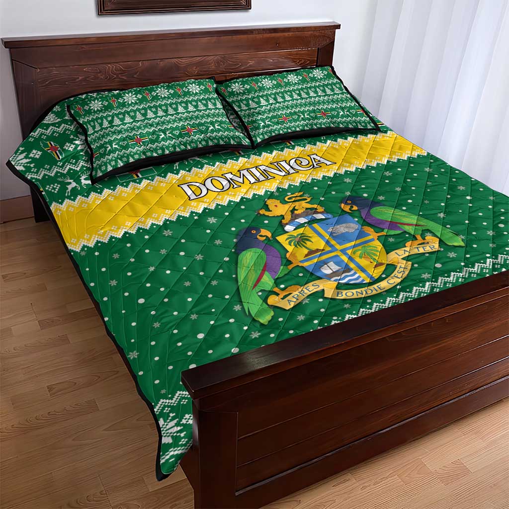 Dominica Christmas Quilt Bed Set Coat of Arms Style - Wonder Print Shop