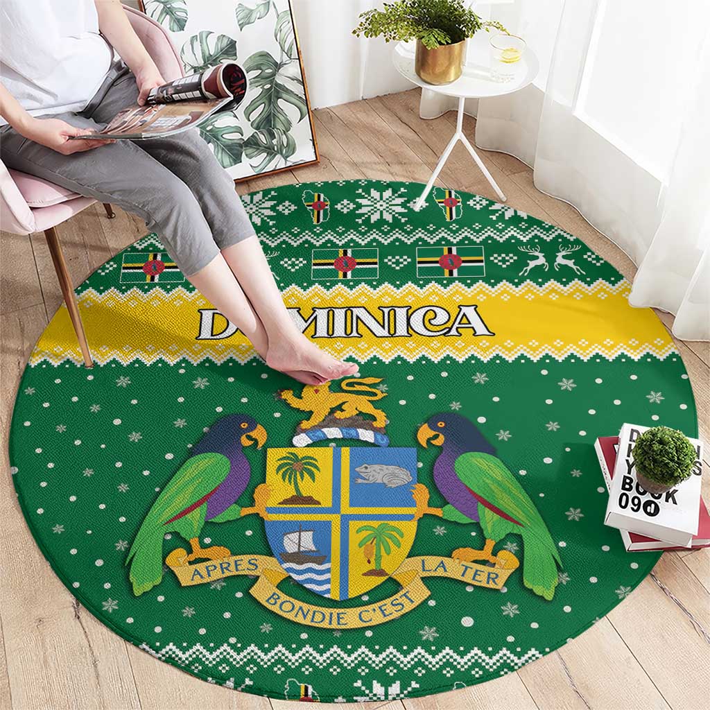 Dominica Christmas Round Carpet Coat of Arms Style - Wonder Print Shop