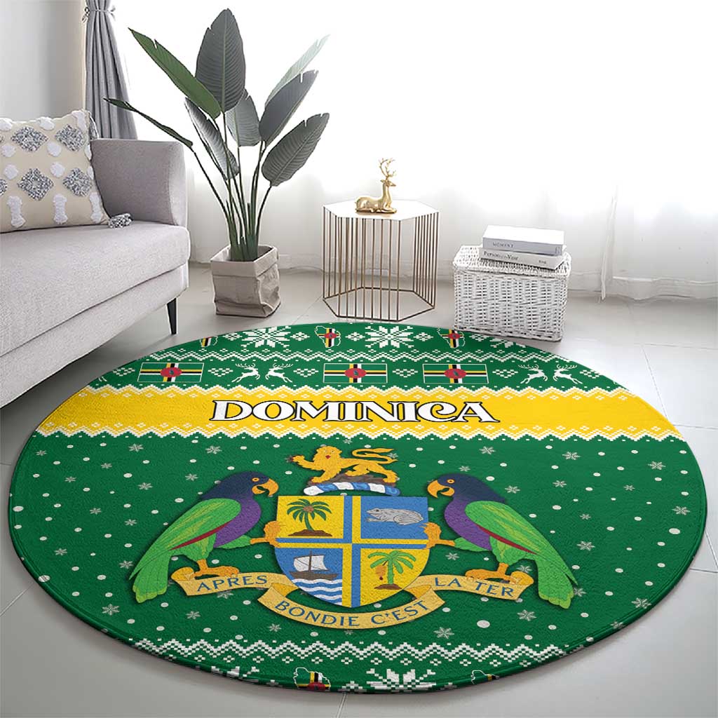 Dominica Christmas Round Carpet Coat of Arms Style - Wonder Print Shop