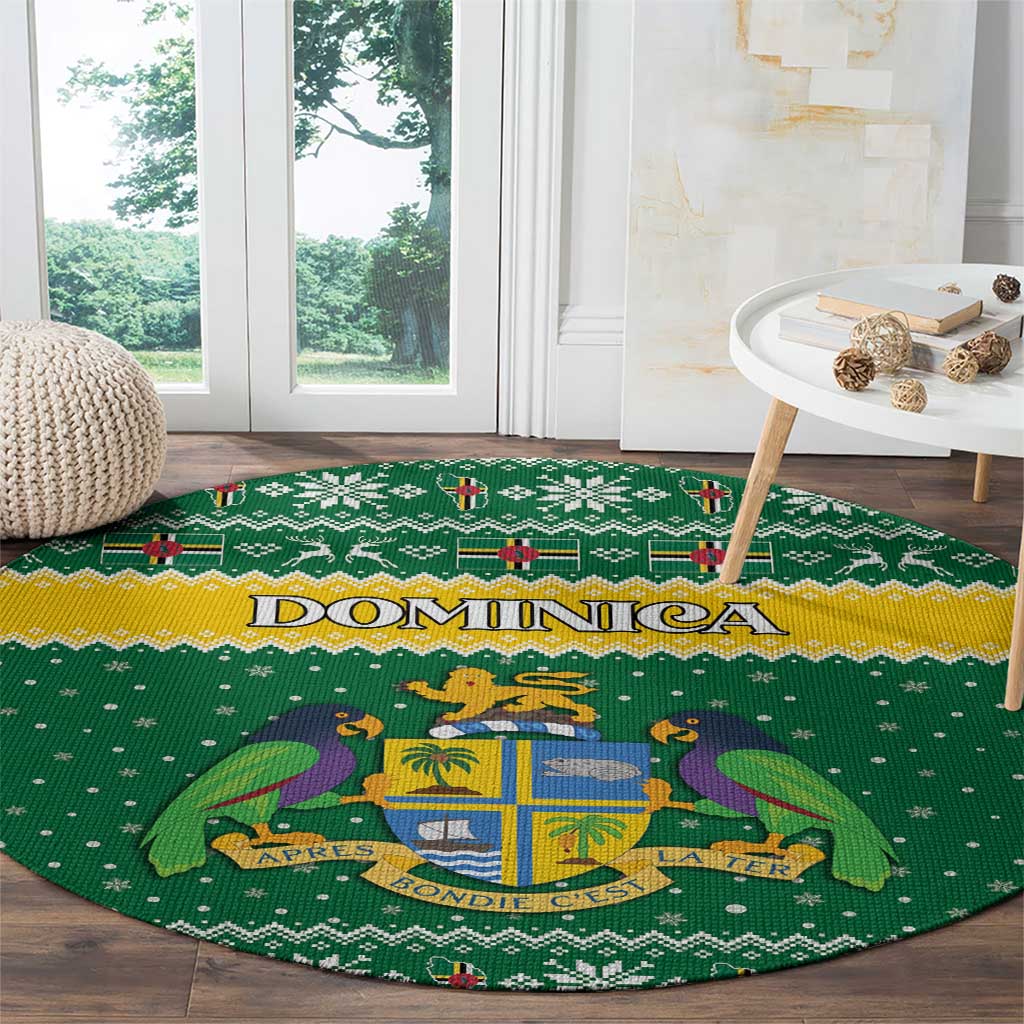 Dominica Christmas Round Carpet Coat of Arms Style - Wonder Print Shop