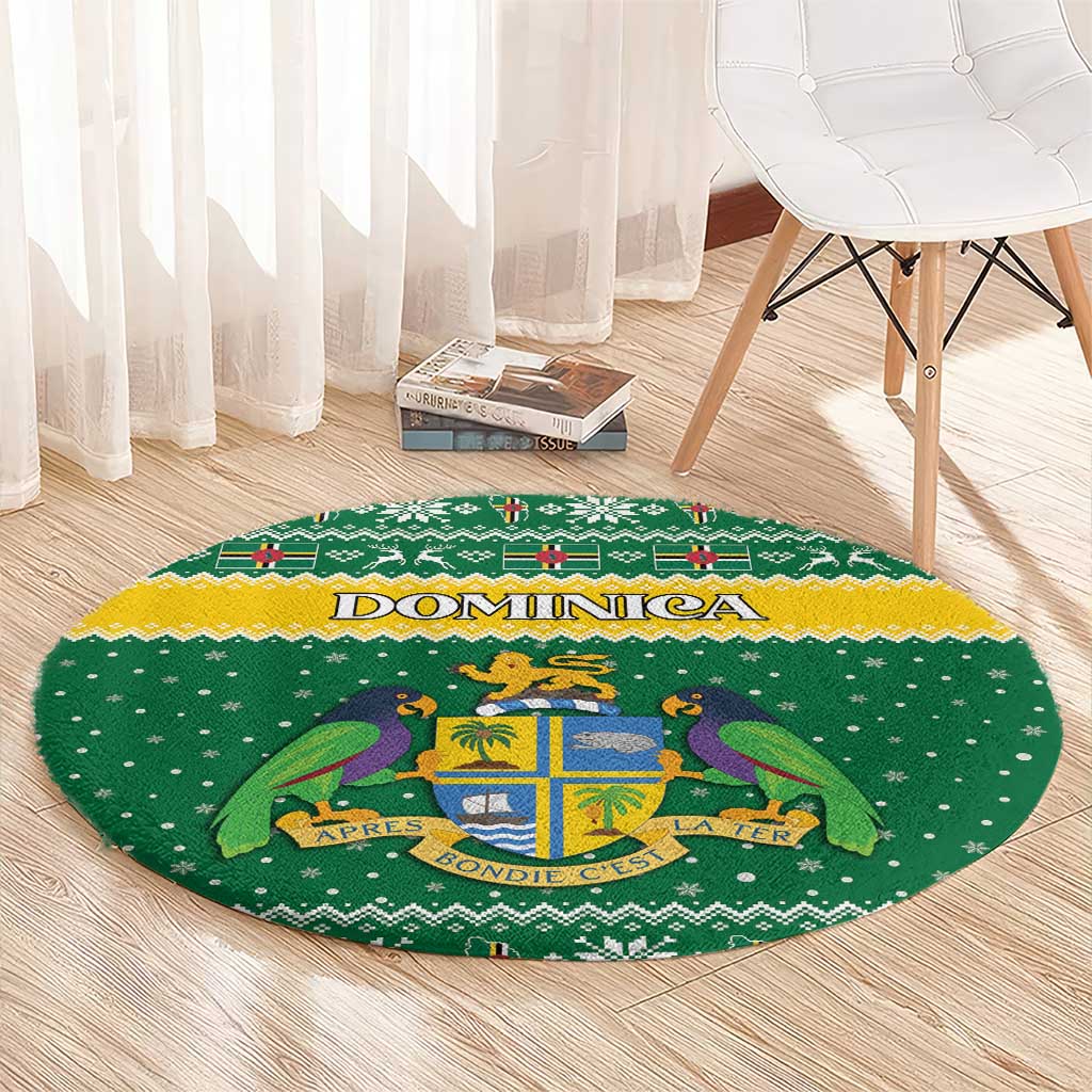 Dominica Christmas Round Carpet Coat of Arms Style - Wonder Print Shop