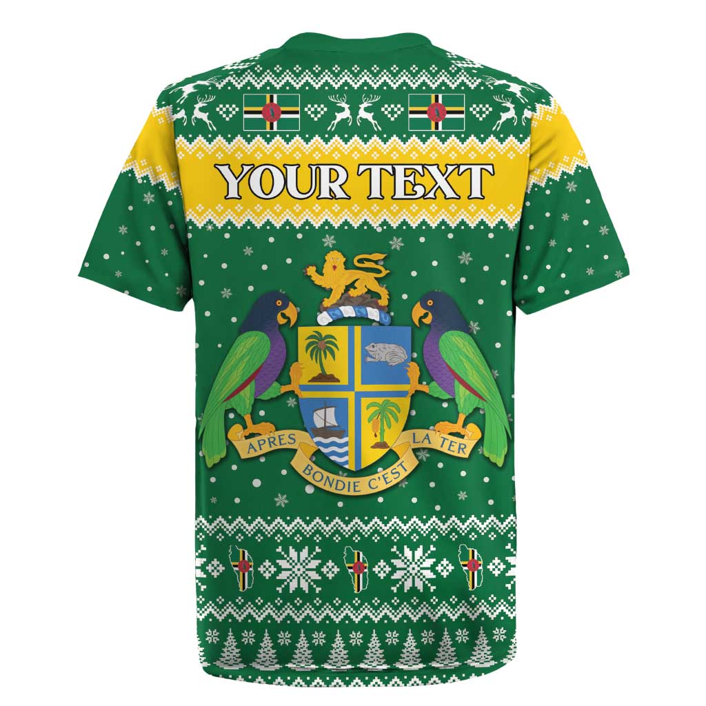 Personalized Dominica Christmas Rugby Jersey Coat of Arms Style - Wonder Print Shop