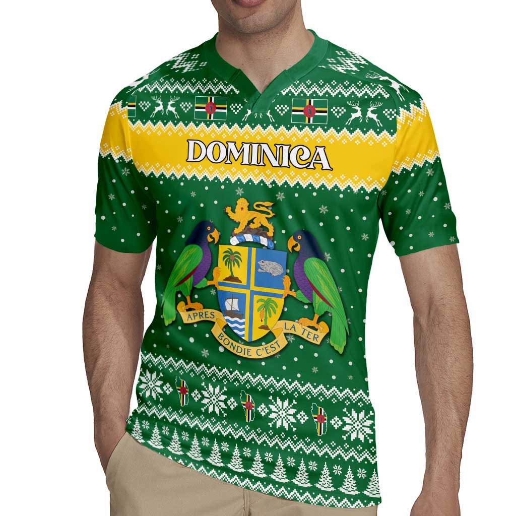 Personalized Dominica Christmas Rugby Jersey Coat of Arms Style - Wonder Print Shop