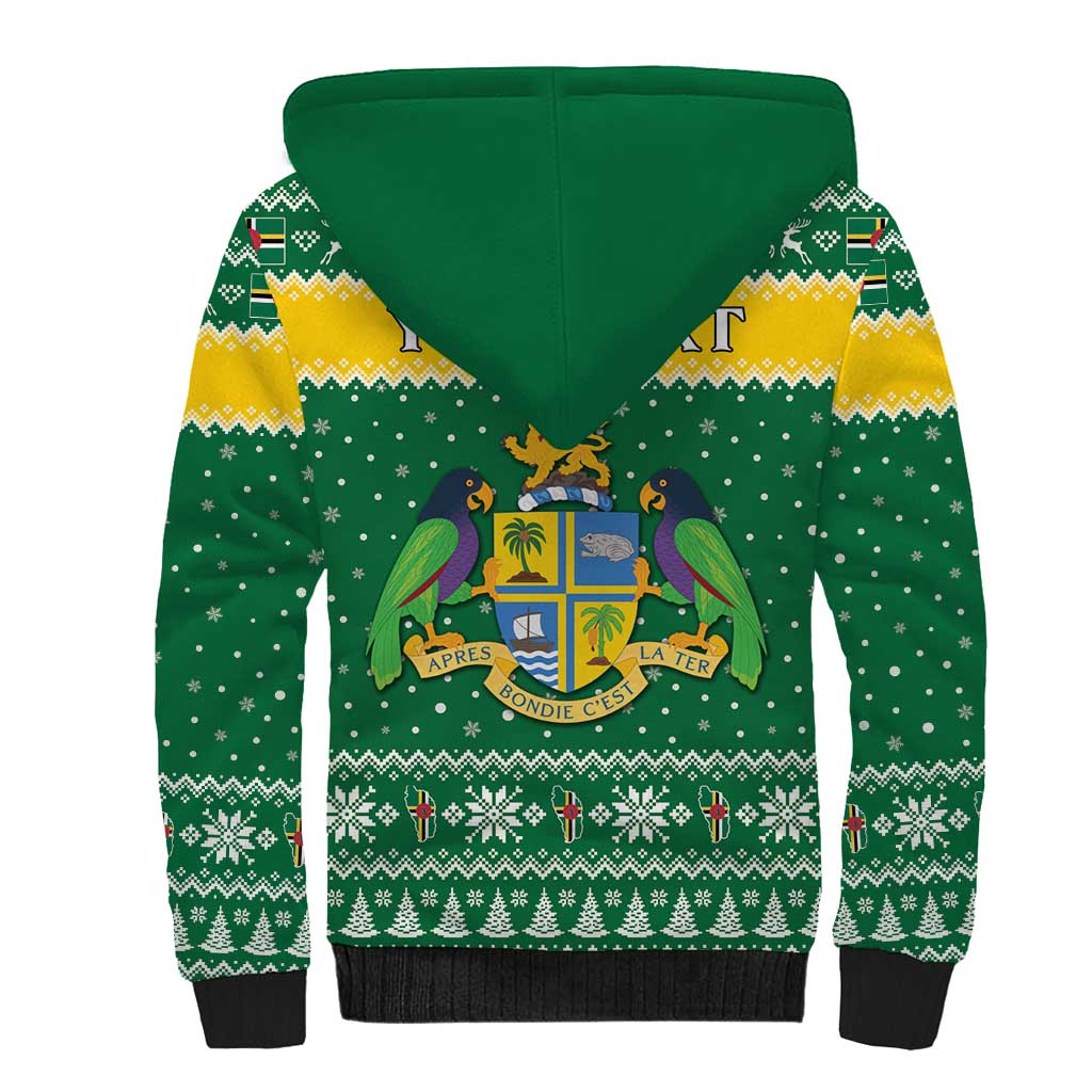Personalized Dominica Christmas Sherpa Hoodie Coat of Arms Style - Wonder Print Shop