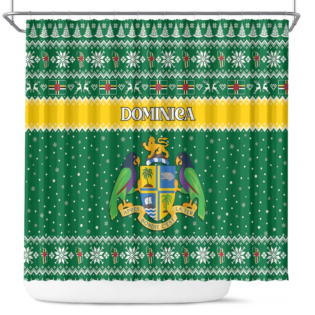 Dominica Christmas Shower Curtain Coat of Arms Style - Wonder Print Shop