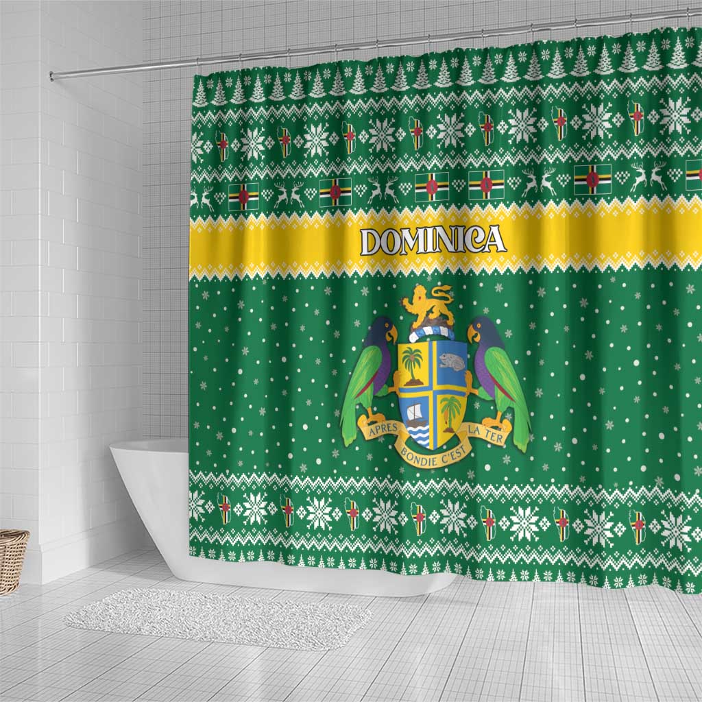 Dominica Christmas Shower Curtain Coat of Arms Style - Wonder Print Shop
