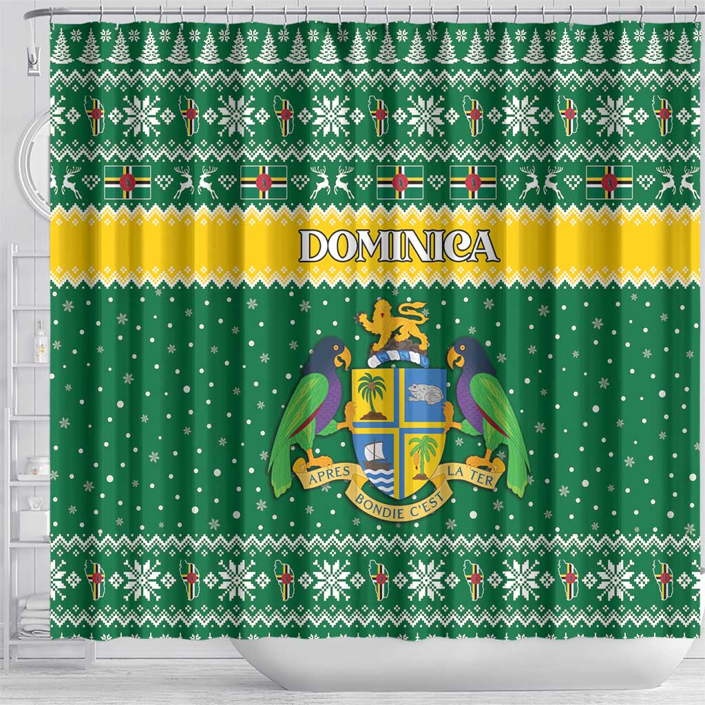 Dominica Christmas Shower Curtain Coat of Arms Style - Wonder Print Shop