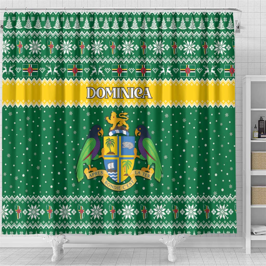 Dominica Christmas Shower Curtain Coat of Arms Style - Wonder Print Shop