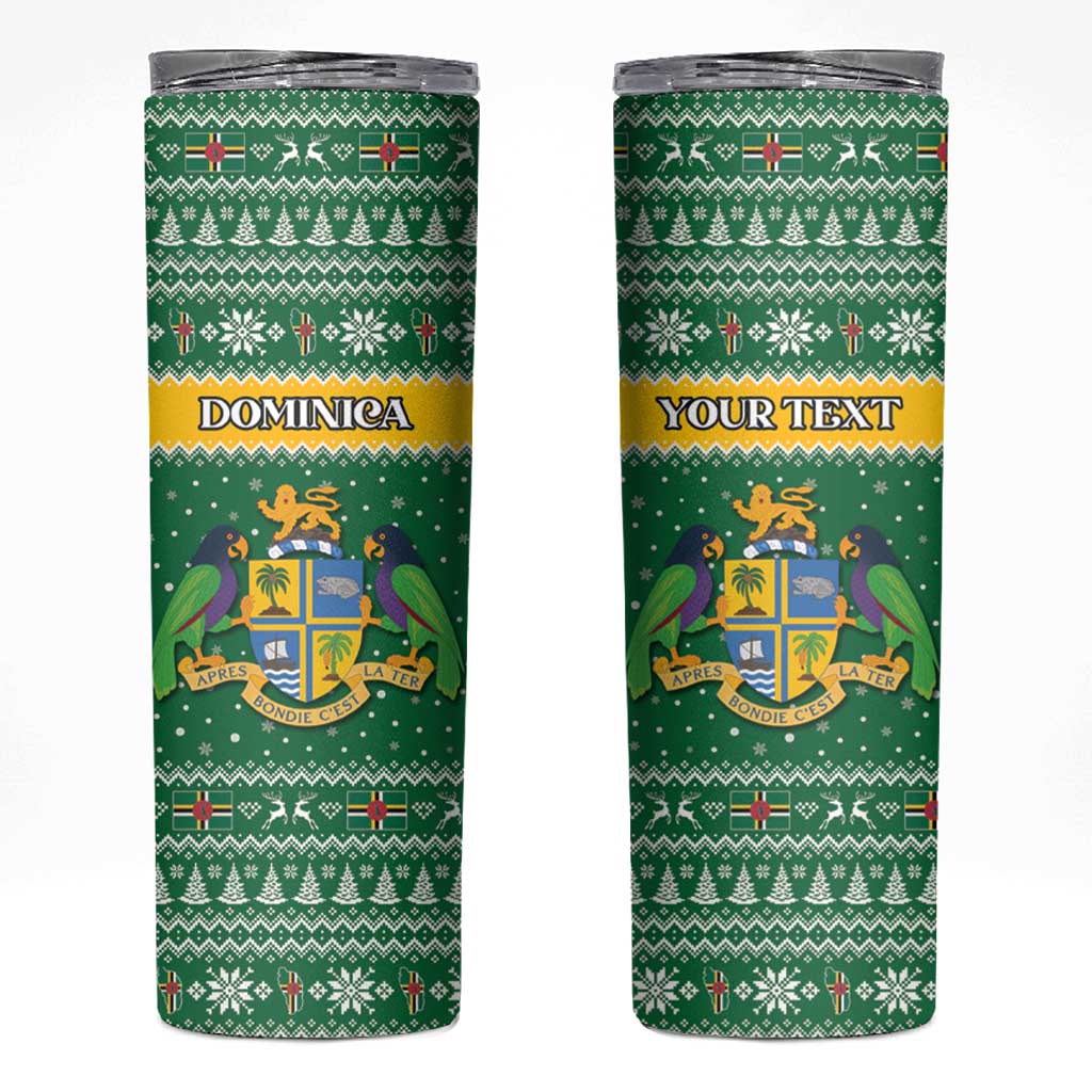 Personalized Dominica Christmas Skinny Tumbler Coat of Arms Style - Wonder Print Shop