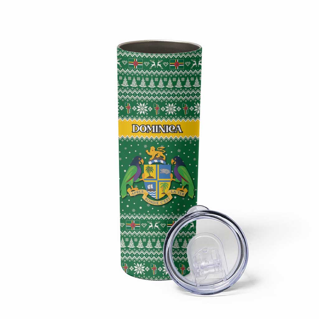 Personalized Dominica Christmas Skinny Tumbler Coat of Arms Style - Wonder Print Shop
