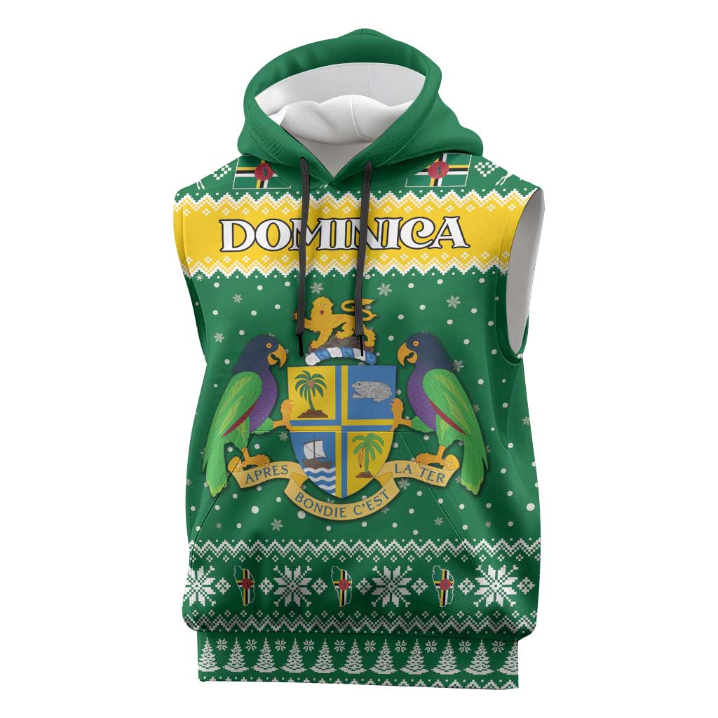 Personalized Dominica Christmas Sleeveless Hoodie Coat of Arms Style - Wonder Print Shop