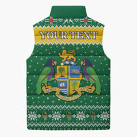 Personalized Dominica Christmas Sleeveless Puffer Jacket Coat of Arms Style - Wonder Print Shop