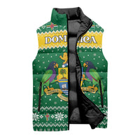 Personalized Dominica Christmas Sleeveless Puffer Jacket Coat of Arms Style - Wonder Print Shop