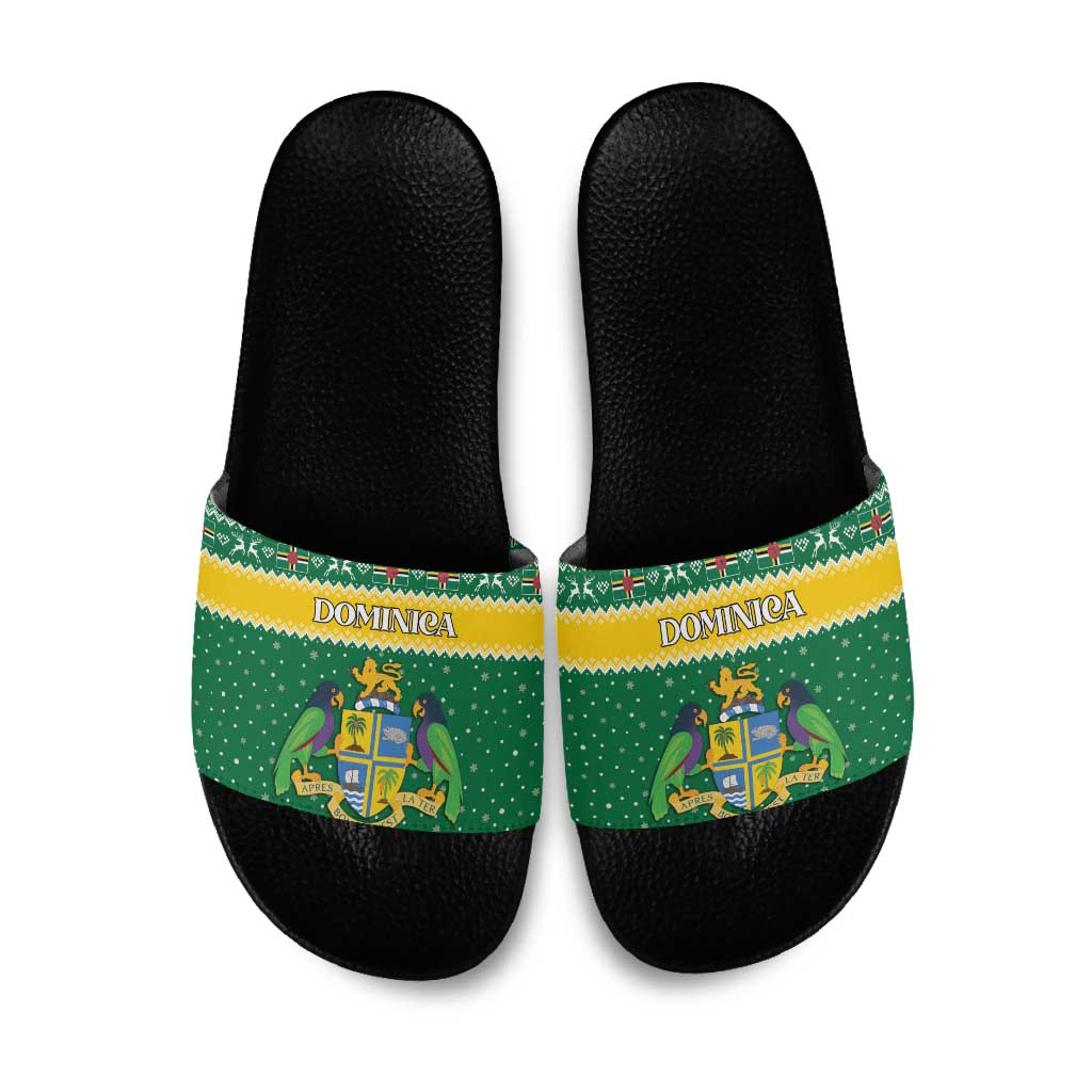 Dominica Christmas Slide Sandals Coat of Arms Style - Wonder Print Shop