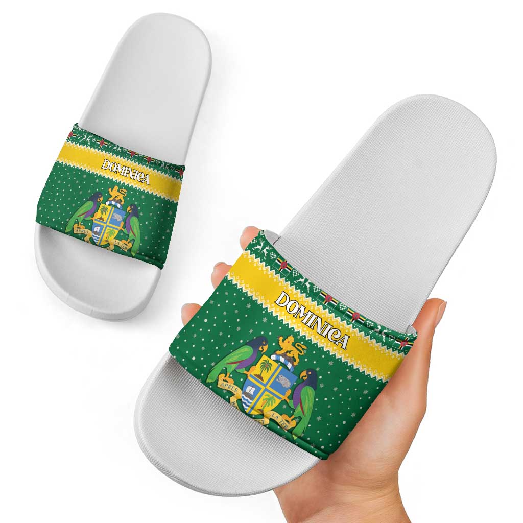 Dominica Christmas Slide Sandals Coat of Arms Style - Wonder Print Shop