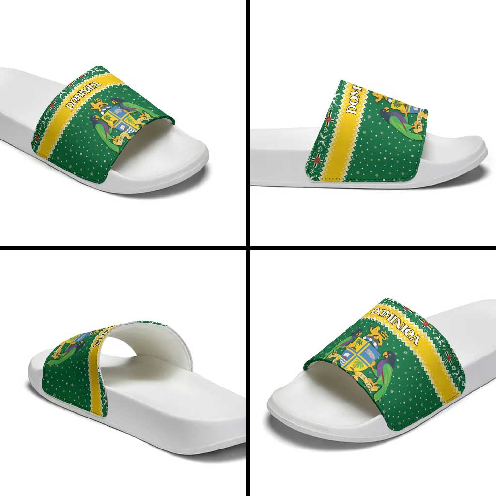 Dominica Christmas Slide Sandals Coat of Arms Style - Wonder Print Shop