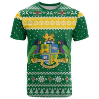Personalized Dominica Christmas T Shirt Coat of Arms Style - Wonder Print Shop
