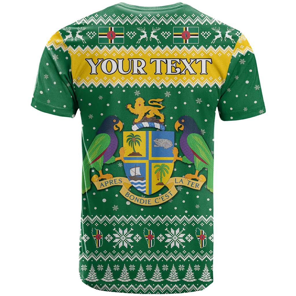 Personalized Dominica Christmas T Shirt Coat of Arms Style - Wonder Print Shop