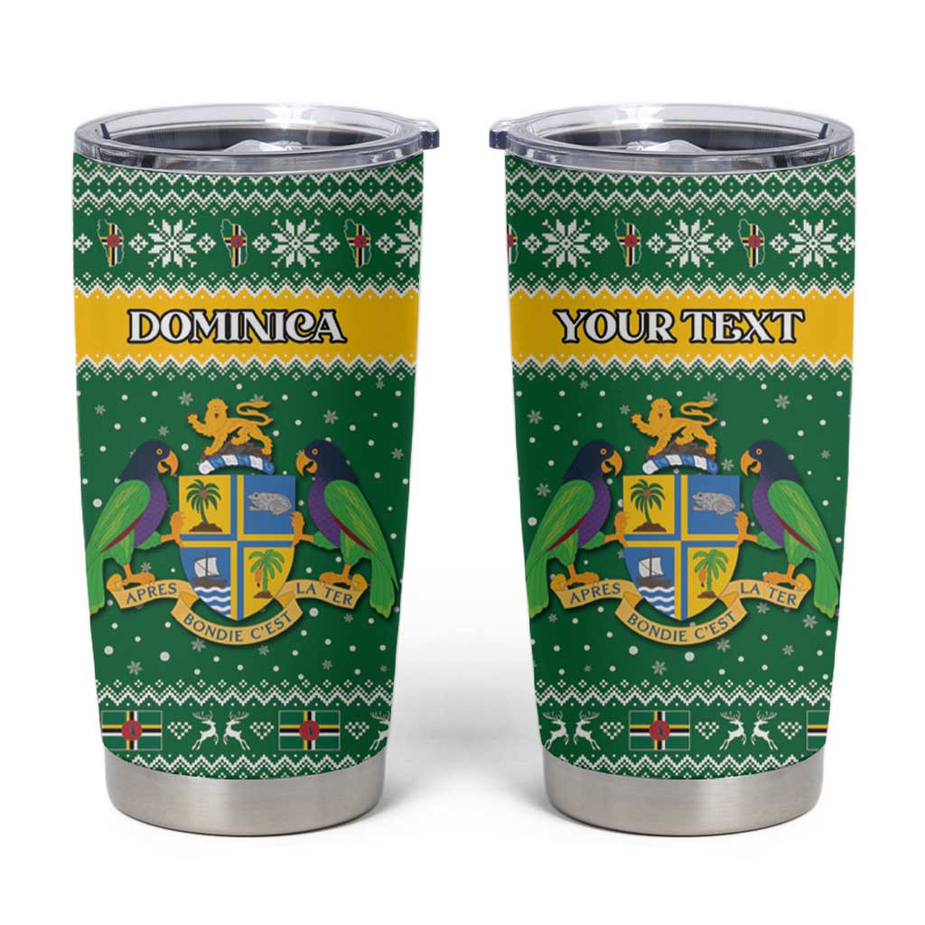 Personalized Dominica Christmas Tumbler Cup Coat of Arms Style - Wonder Print Shop
