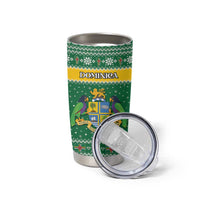 Personalized Dominica Christmas Tumbler Cup Coat of Arms Style - Wonder Print Shop