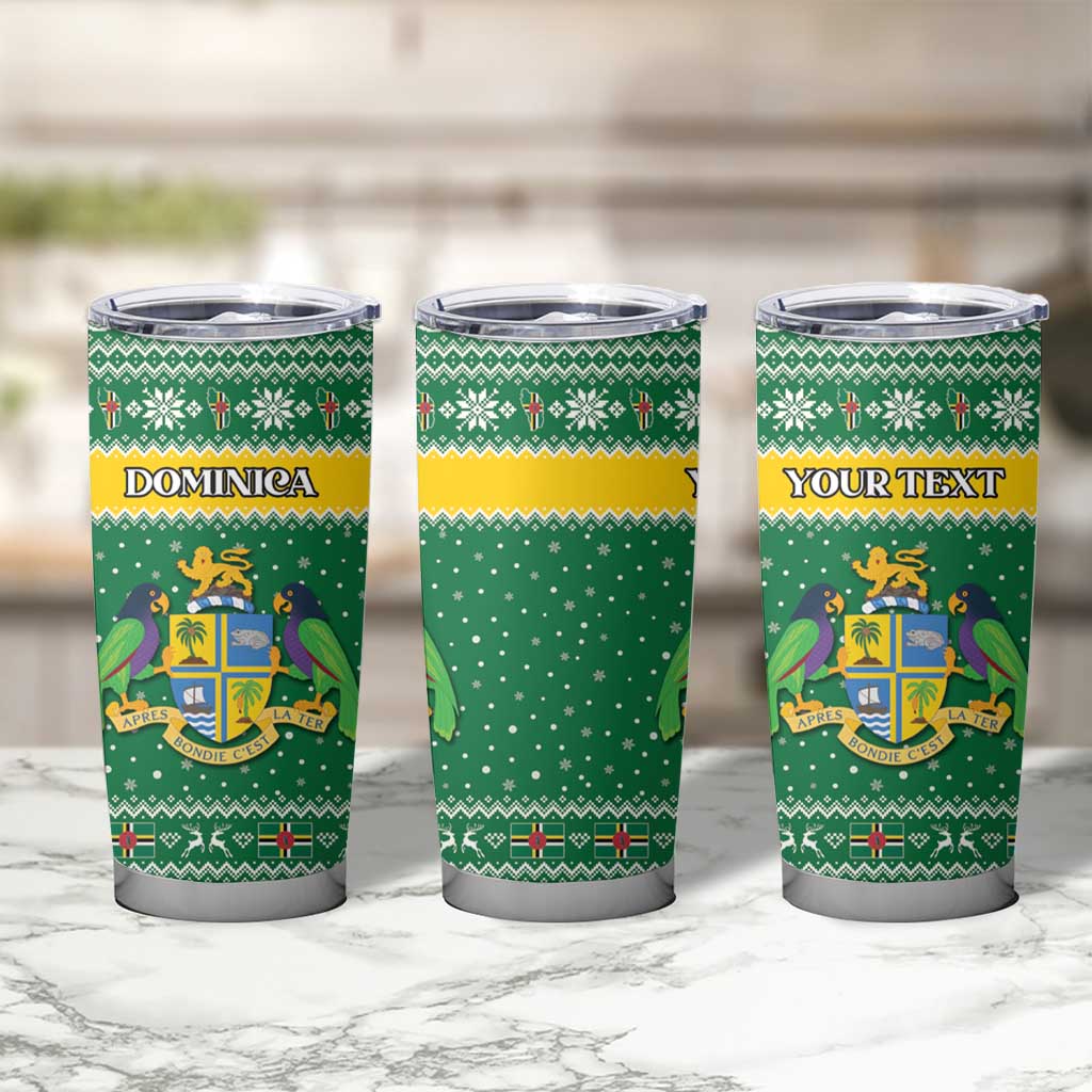 Personalized Dominica Christmas Tumbler Cup Coat of Arms Style - Wonder Print Shop