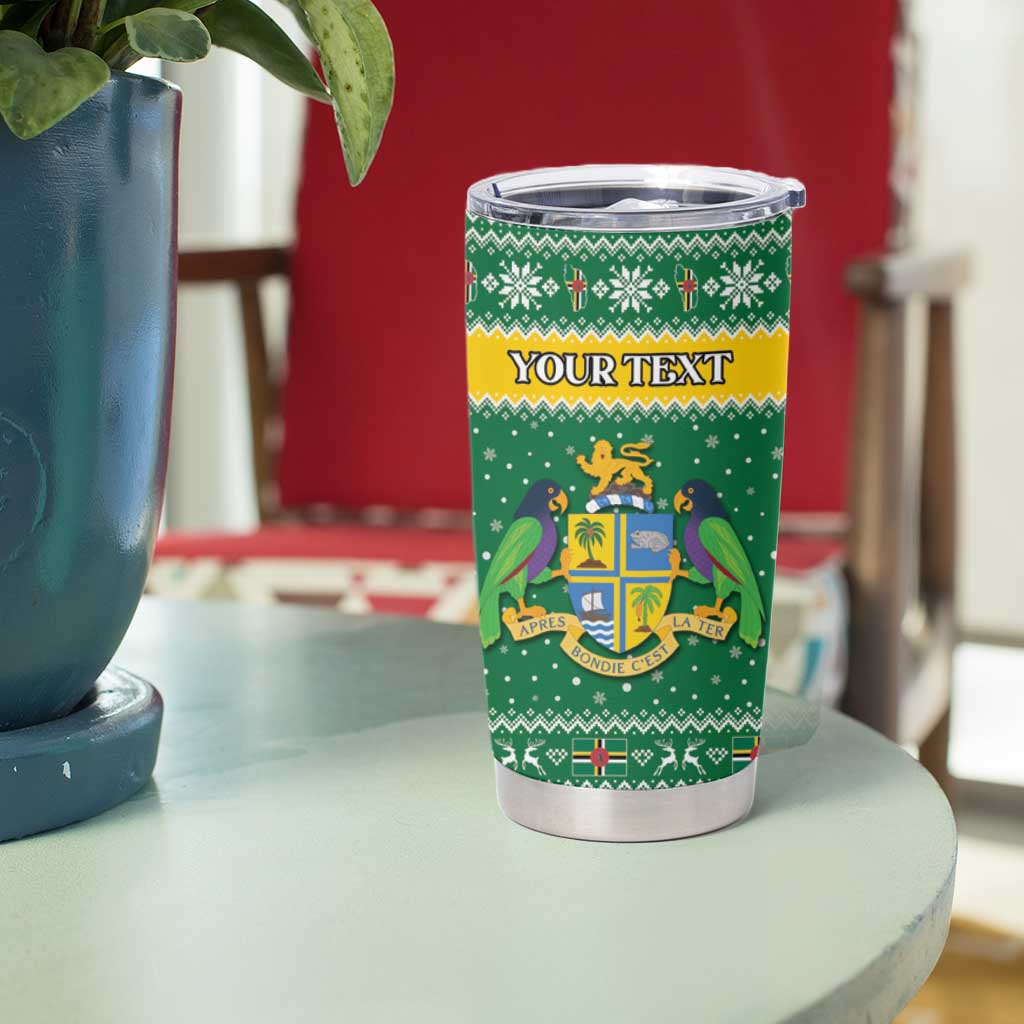 Personalized Dominica Christmas Tumbler Cup Coat of Arms Style - Wonder Print Shop