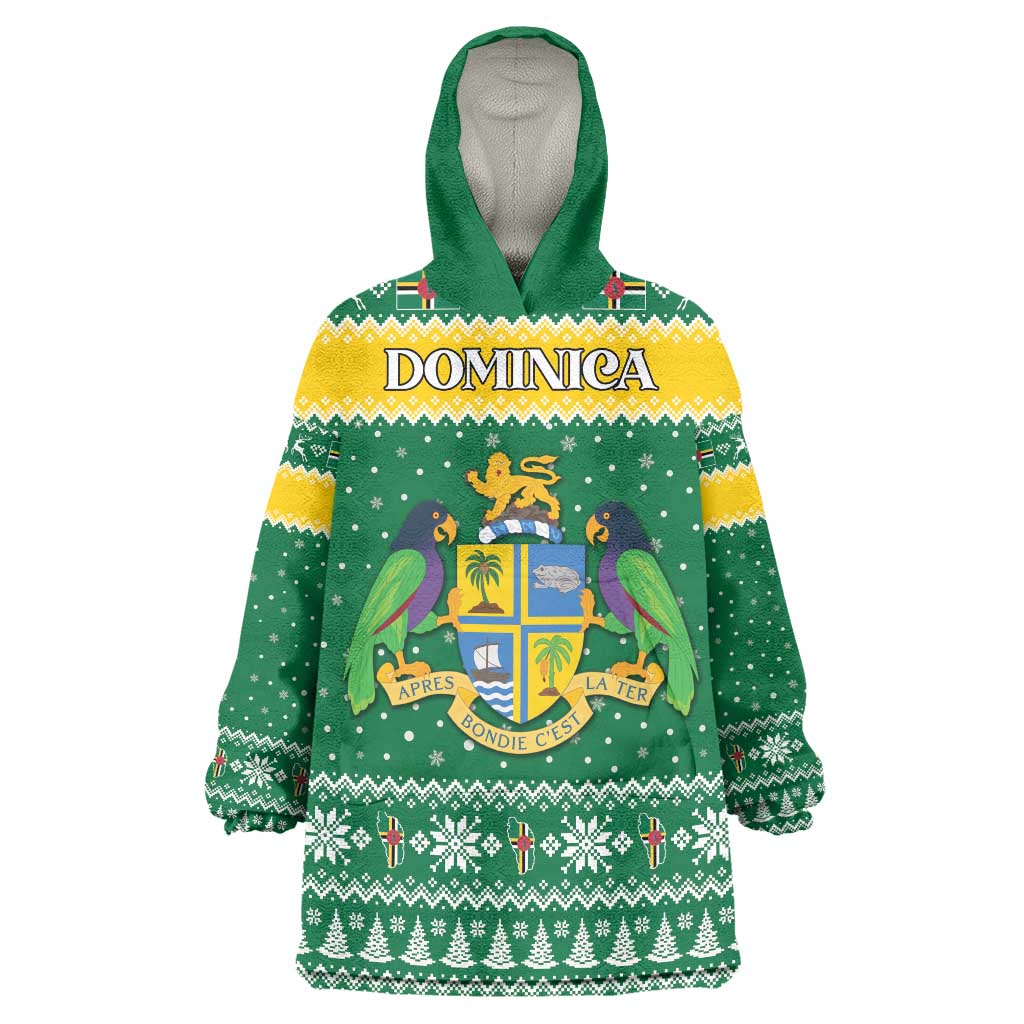 Personalized Dominica Christmas Wearable Blanket Hoodie Coat of Arms Style - Wonder Print Shop
