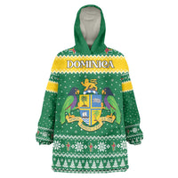 Personalized Dominica Christmas Wearable Blanket Hoodie Coat of Arms Style - Wonder Print Shop