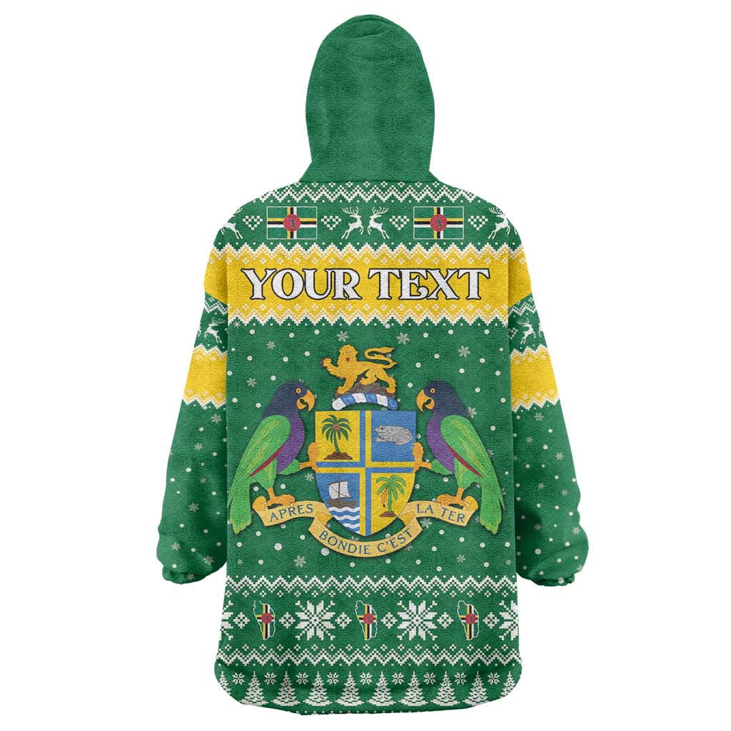 Personalized Dominica Christmas Wearable Blanket Hoodie Coat of Arms Style - Wonder Print Shop