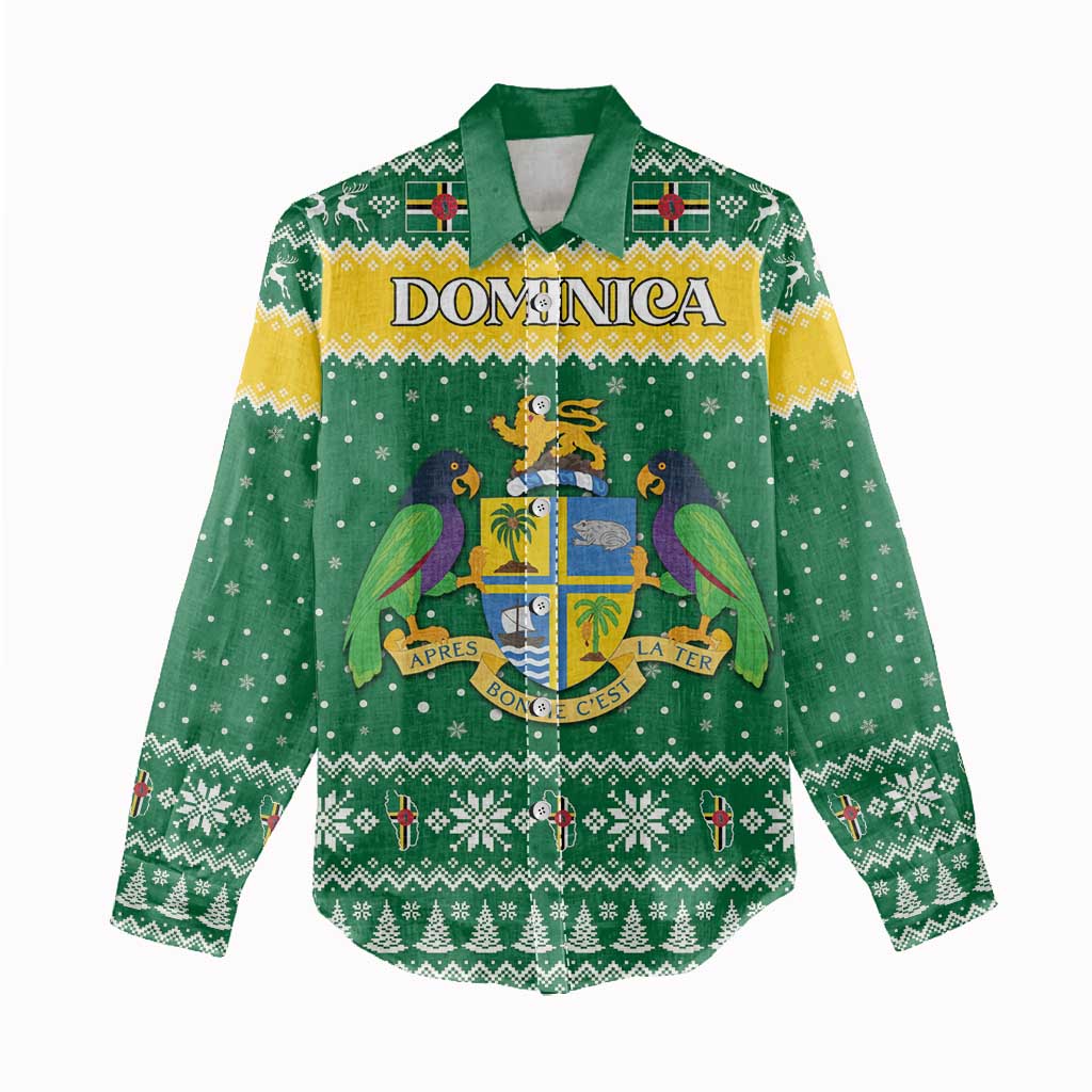 Personalized Dominica Christmas Women Casual Shirt Coat of Arms Style - Wonder Print Shop