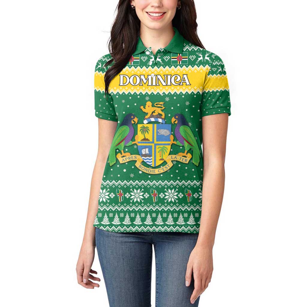 Personalized Dominica Christmas Women Polo Shirt Coat of Arms Style - Wonder Print Shop