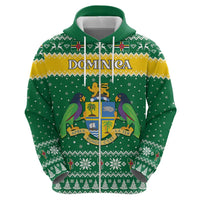 Personalized Dominica Christmas Zip Hoodie Coat of Arms Style - Wonder Print Shop