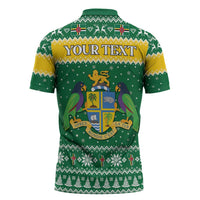 Personalized Dominica Christmas Zipper Polo Shirt Coat of Arms Style - Wonder Print Shop